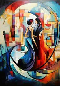 Pintura al óleo pareja francesa enamorada, pósters impresiones pósters en venta de F. Abderrahim