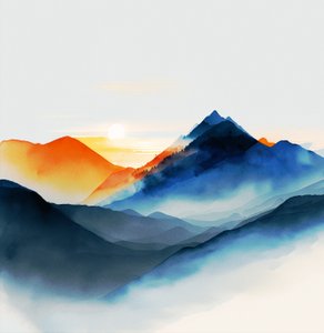 Sombras de montañas azules serenas, lienzos e impresiones artísticas de F. Abderrahim