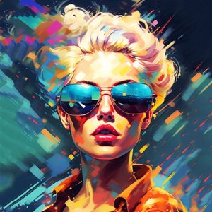 Singer gafas de sol de moda, pintura abstracta, Wall Art | Impresiones en lienzo de F. Abderrahim