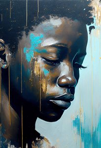 Joven africano abstracto en lienzo, Impresiones murales de F. Abderrahim