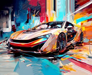 abstracto Moderno deportivo de lujo coche de carreras pintura, pared Impresión de arte