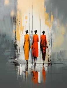gente caminando en una calle, mujer pintura abstracta, pared Impresiones de arte de F. Abderrahim