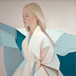 retrato de una hermosa mujer rubia, pintura abstracta, impresiones de arte de la pared de F. Abderrahim