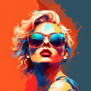 cara de mujer, Singer gafas de sol de moda, decoración de la pared de la sala de estar de F. Abderrahim