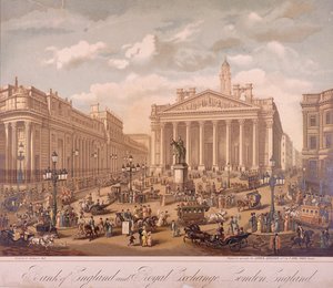 Banco de Inglaterra y Bolsa Real, Londres, c1860 de F Appel