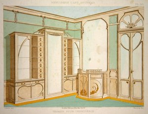 Diseño de interiores para una tienda de camisería, ilustración de 