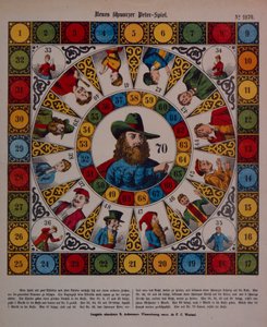 Juego de Schwarzer Peter, o Black Peter, hoja suelta publicada por Ackermann, Wissembourg de F. C. Wentzel