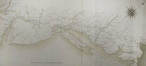 Mapa general de los campamentos y marchas del ejército en América por órdenes de Rochambeau, detalle del lado derecho, de 