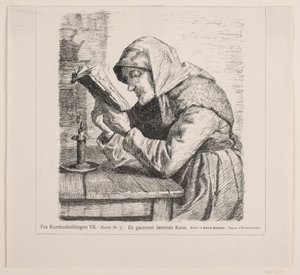 Una anciana leyendo de F. Hendriksen
