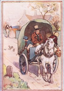 Mientras se alejaban, su madre salió corriendo de la puerta, ilustración de David Copperfield, 1914