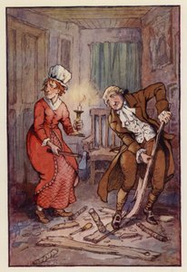Ilustración de Historia de dos ciudades de Charles Dickens (litografía en color) de F. M. B. Blaikie