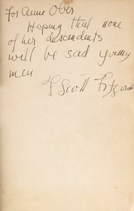 Inscripción del autor en la guarda de una primera edición de 