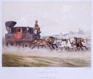 El coche de correos, grabado por Charles Bargue (1826-83) de F. after Fort