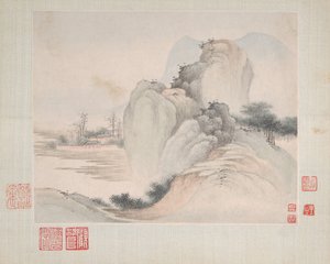 Paisajes pintados para Yuweng, fechado en 1673 de Fan Qi