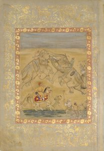 Jahangir viendo una pelea de elefantes