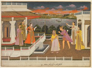 Un pretendiente con los ojos vendados es llevado ante una princesa, 1755