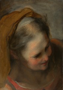 Cabeza de una anciana mirando hacia la derecha inferior de Federico Barocci