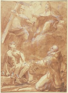 Johannes der Täufer und der Heilige Antonius erblicken Gottvater