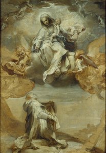 San Domingo de Guzmán recibiendo el Rosario, c. 1588 de Federico Barocci