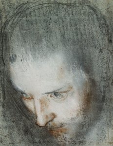 Cabeza de San Francisco mirando hacia arriba a la izquierda de Federico Fiori Barocci or Baroccio