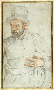Un hombre barbudo, medio cuerpo, vestido para la calle de Federico Zuccaro