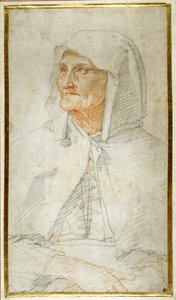 Una anciana sentada, medio cuerpo de Federico Zuccaro