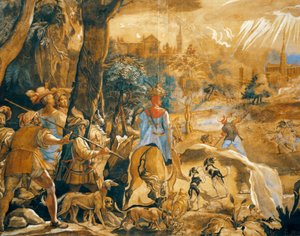 Escena de caza con la imaginaria Florence de Federico Zuccaro