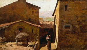 Casas de campo toscanas rústicas, por Federico Andreotti (1847-1930) de Federigo Andreotti