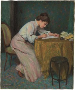 mujer joven, escritura de Federigo Zandomeneghi