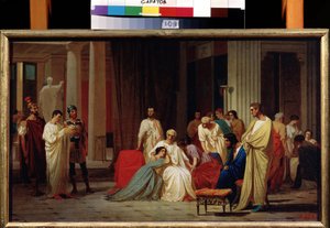 "La lectura de la sentencia de muerte del senador romano Publio Clodio Thrasea Paetus en el año 66 d.C." Pintura de Feodor Andreyevich Bronnikov (1827-1902) Siglo XIX Estado A. Museo de Arte Radishchev, Saratov