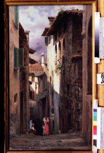 ""Scene de rue a Bellagio en Italie"" Peinture de Feodor Andreyevich Bronnikov (1827-1902) 1875 Galería Estatal Tretyakov, Moscou