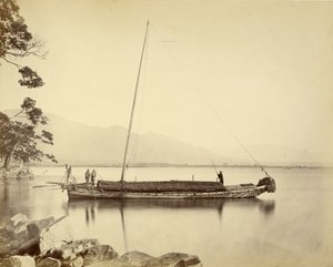 Barco en el lago Biwa de Felice Beato