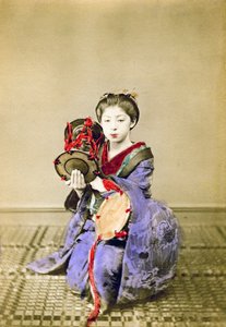 Geisha tocando el tsuzumi, Japón, 1882