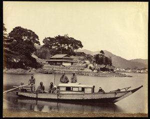 Casa flotante japonesa y tripulación de Felice Beato