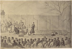 Copia Fotográfica de un Dibujo de un Hombre Japonés a Punto de Ser Decapitado por Charles Wirgman
