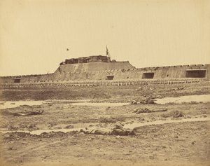Retaguardia del Fuerte Norte mostrando la retirada del ejército chino, 21 de agosto de 1860 de Felice Beato
