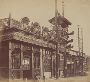 Tiendas y calle, ciudad china de Pekín, octubre de 1860 de Felice Beato