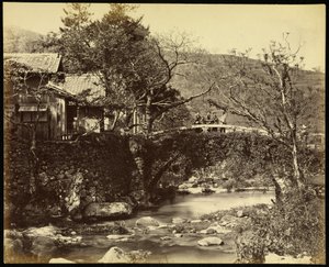 Casa de té y puente en la carretera de Tokaido de Felice Beato