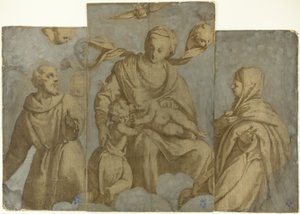 La Virgen y el Niño con el Niño Juan Bautista, y los santos Francisco de Asís y Clara de Felice Brusasorci
