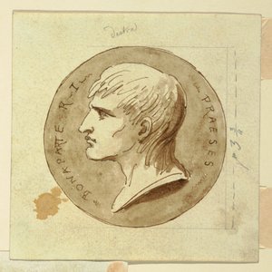 Una medalla de Napoleón Bonaparte como presidente de la República Italiana, reverso; Hebe da inmortalidad al auriga de Hércules