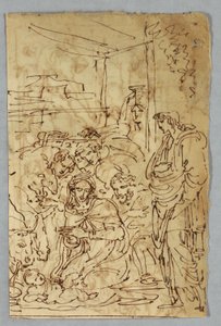 Adoración de los pastores; Arcángel San Miguel después de Rafael; Santa Margarita después de Rafael; Aloof de Wignancourt por Caravaggio; Putti; Estudio del diluvio; Verso: Disposición después de Volterra; Santa Cecilia después de Rafael; Parte del matrimo de Felice Giani