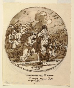 Diseño del Techo para la Consagración de Numa, Sala di Numa Pompilius, Palazzo Milzetti, Faenza