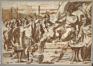Dibujo, Cayo Mucio Scaevola y Porsena, 1800-1820 de Felice Giani