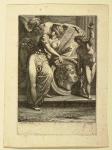 Dibujo, Aguafuerte: Frontispicio o página dedicatoria, 1785 de Felice Giani