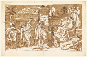Dibujo, Hades; Perséfone en el Inframundo (Ofrenda a Proserpina), ca. 1820 de Felice Giani