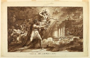Dibujo, Iris anima a Príamo a mendigar el cuerpo de Héctor a Aquiles, 1810-20 de Felice Giani