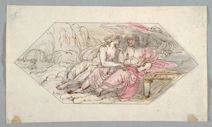 Dibujo, Júpiter consuela a una diosa implorante, probablemente Venus, 1796-98 de Felice Giani