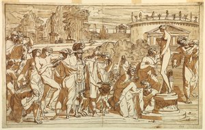 Dibujo, Adoración de Venus en un paisaje clásico, ca. 1820 de Felice Giani