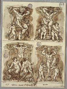 Cuatro hermas, estudios después de los Carracci de Felice Giani