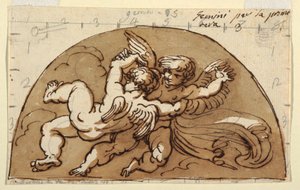 Géminis, Luneta para el techo, Sala Ottagonale, Palazzo Milzetti, Faenza de Felice Giani